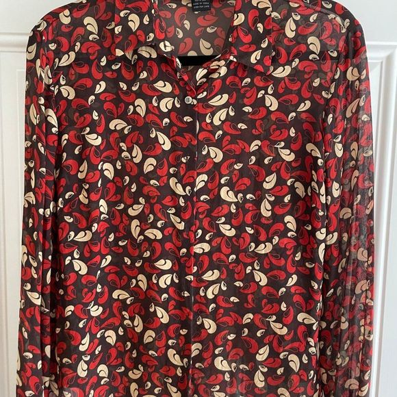 Vintage Limited Silk Blouse Sz M Semi Sheer Retro Y2K Mod - Picture 1 of 10